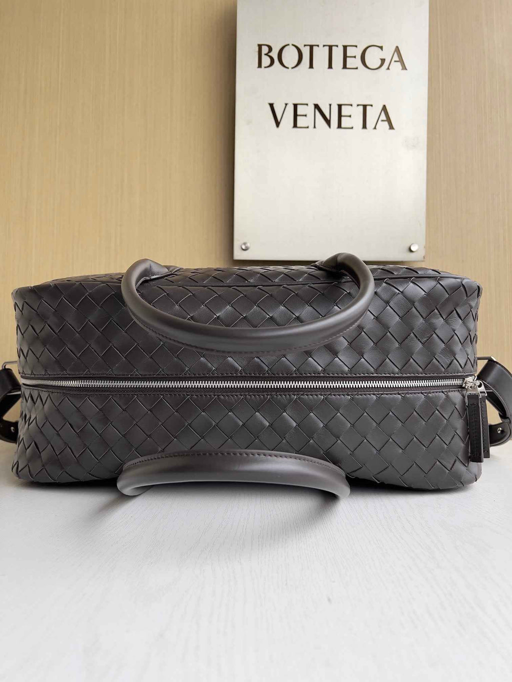 Bottega Veneta Getaway Medium Weekender 766372 Calfskin Brown