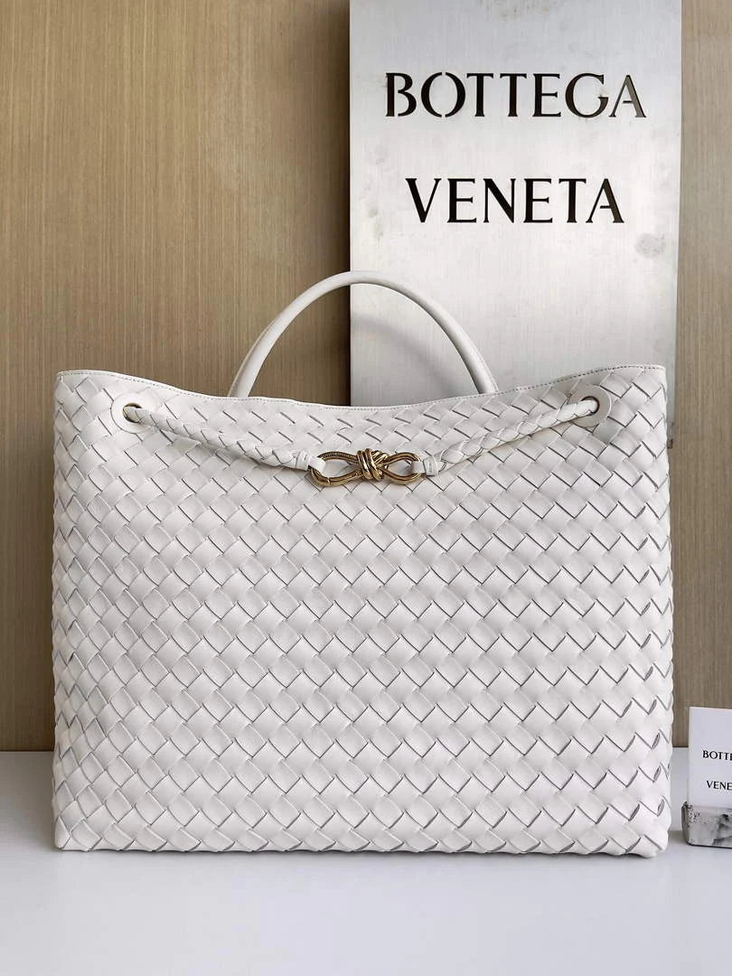 Bottega Veneta Large Andiamo Bag 766019 White Lambskin Intrecciato