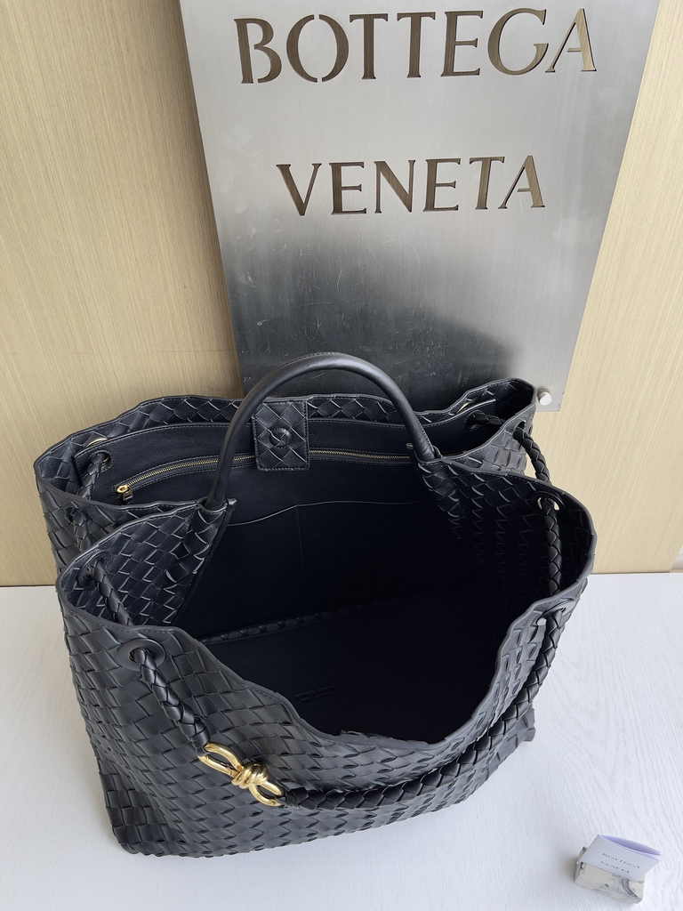 Bottega Veneta Large Andiamo Bag 766019 Black Lambskin bonded Intrecciato