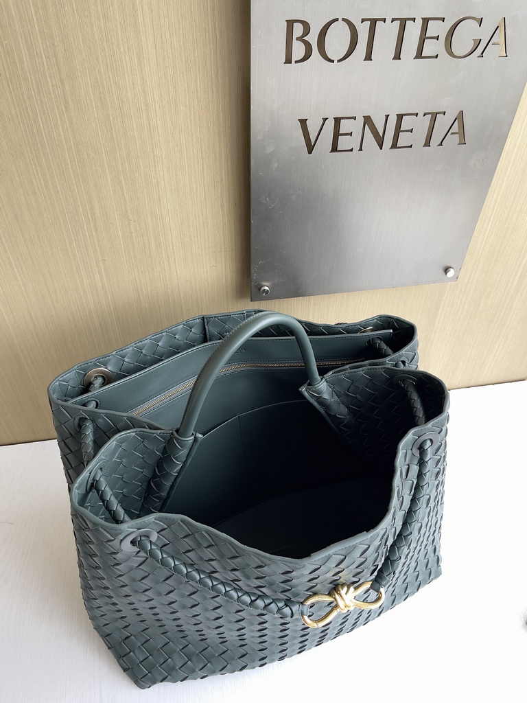 Bottega Veneta Large Andiamo Bag 766019 Dark Green Lambskin bonded Intrecciato