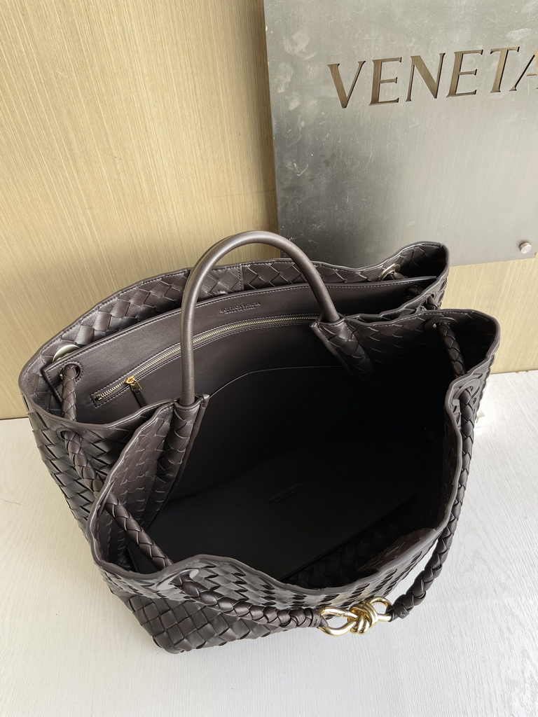 Bottega Veneta Large Andiamo Bag 766019 Brown Lambskin bonded Intrecciato