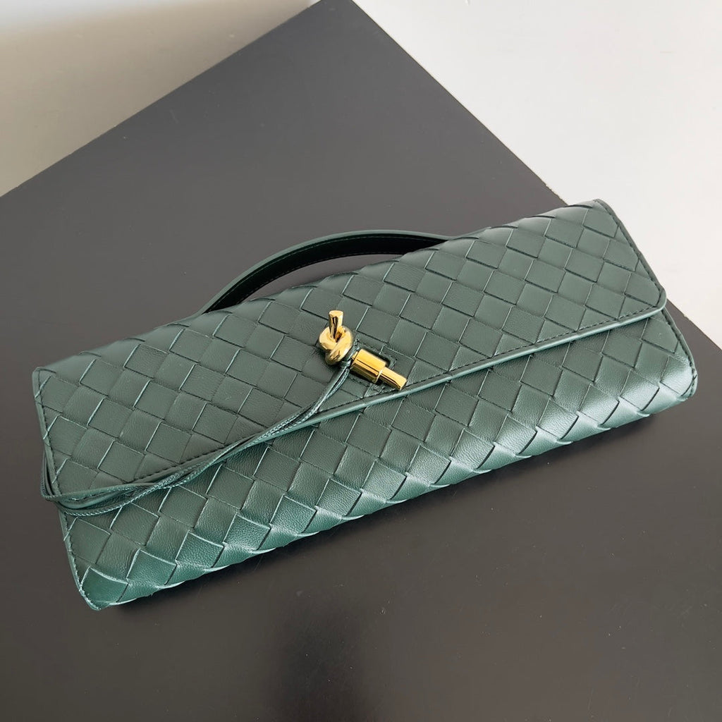 Bottega Veneta Long Clutch Andiamo With Handle 741511 Calfskin Green