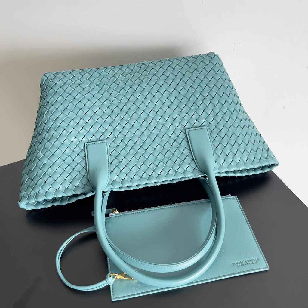 Bottega Veneta Medium Cabat Bag 608810 Blue Green lambskin leather