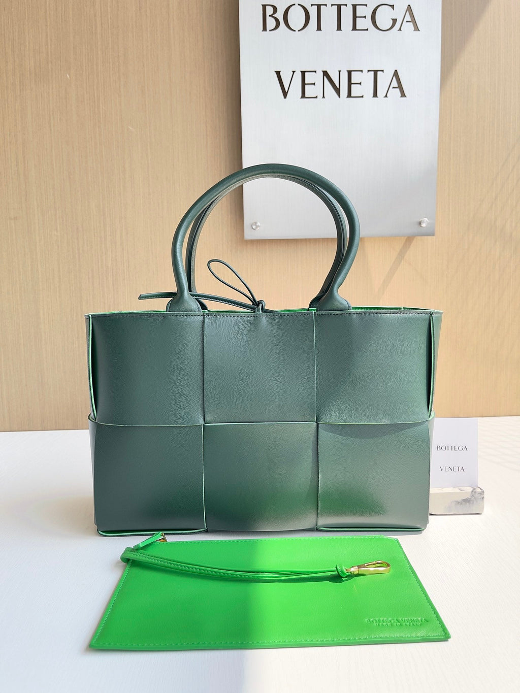 Bottega Veneta Small Arco Tote Bag 652867 Lambskin Dark Green