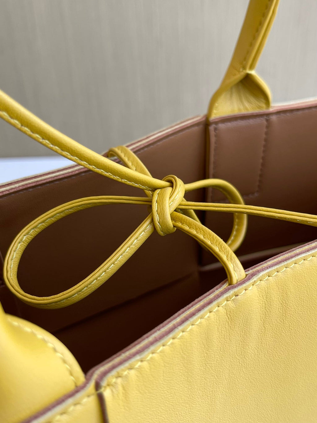 Bottega Veneta Small Arco Tote Bag 652867 Lambskin Yellow Tan