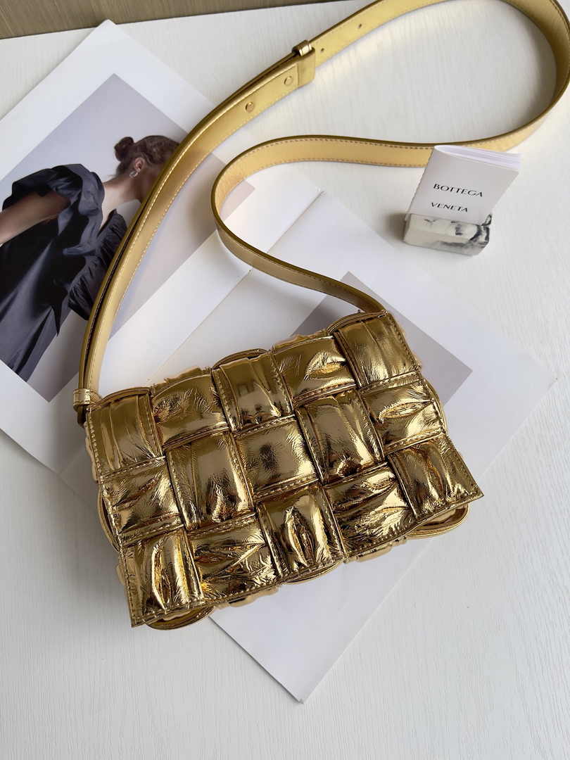 Bottega Veneta Small Cassette Bag 736253 Calfskin Gold