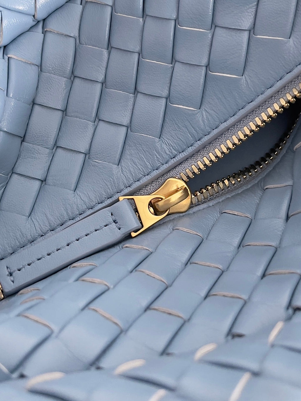 Bottega Veneta Let's go Shoulder Bag 796258 Blue Leather