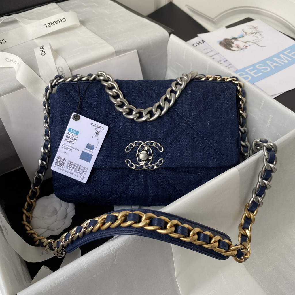 Chanel 19 handbags AS1160 Clothes Blue