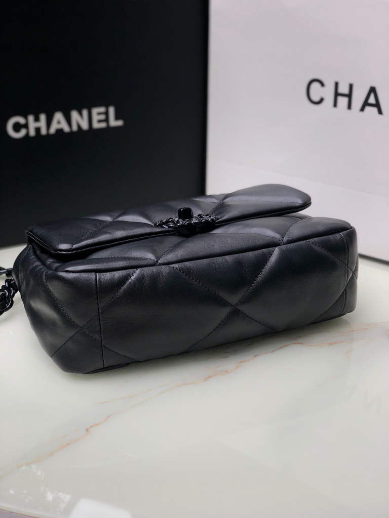 Chanel 19 handbags AS1160 Black Lambskin Black