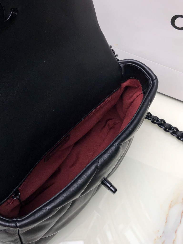 Chanel 19 handbags AS1160 Black Lambskin Black