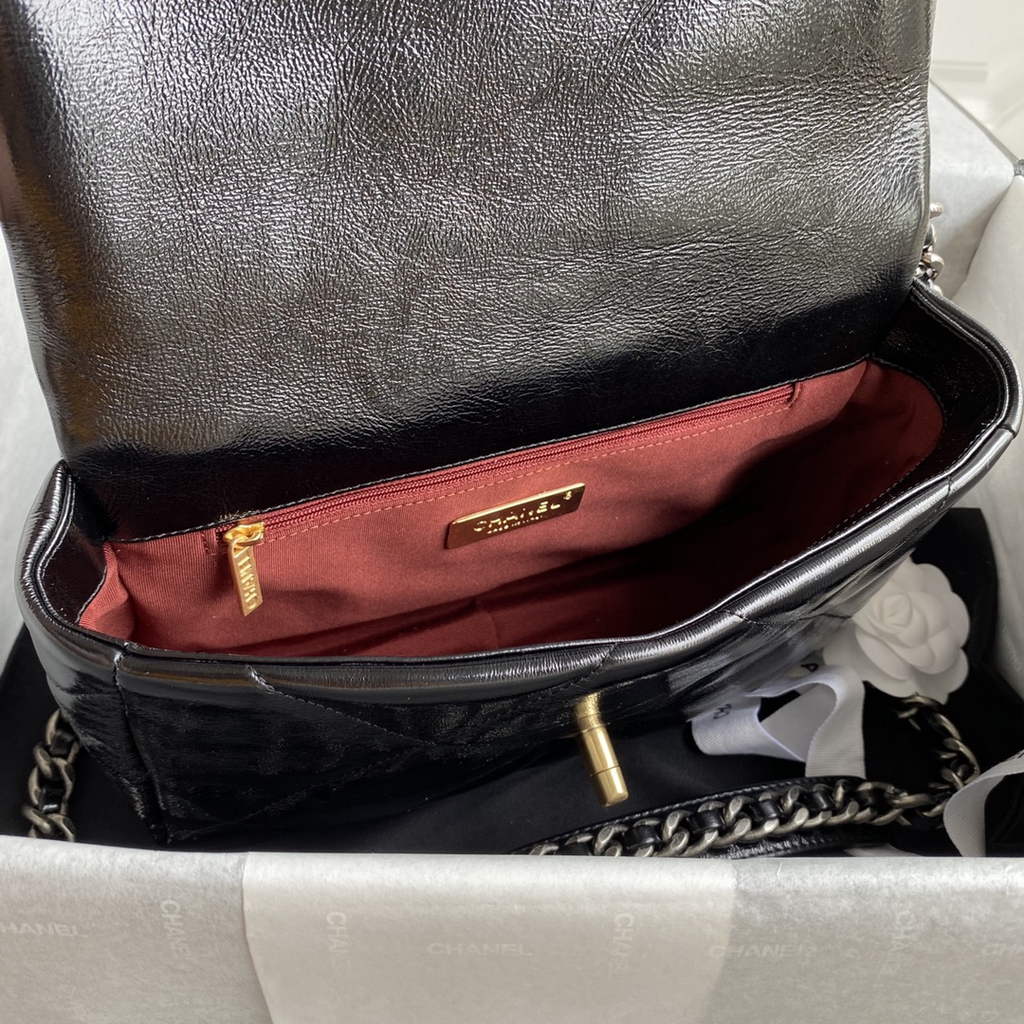 Chanel 19 handbags AS1160 Black Lambskin Gold