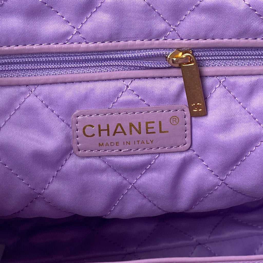 Chanel 22 Small Handbag AS3260 Shiny Calfskin Gold-Tone Metal Purple