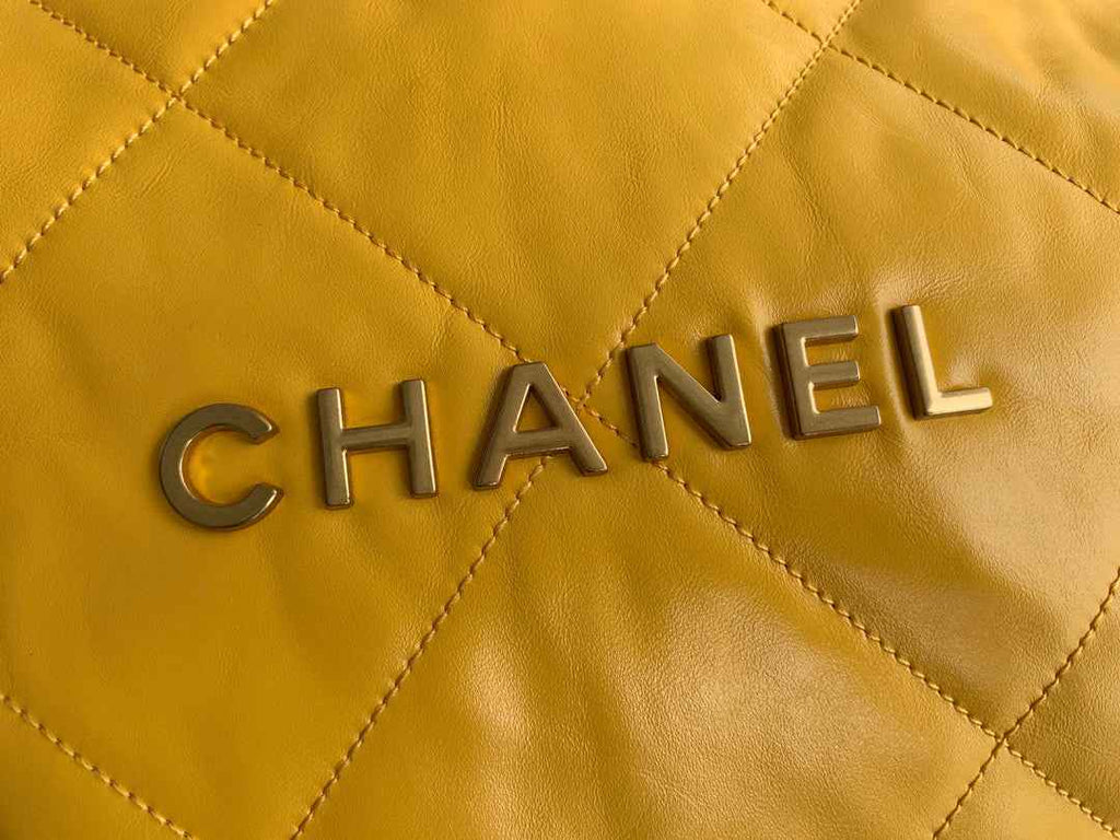 Chanel 22 Small Handbag AS3260 Shiny Calfskin Gold-Tone Metal Yellow
