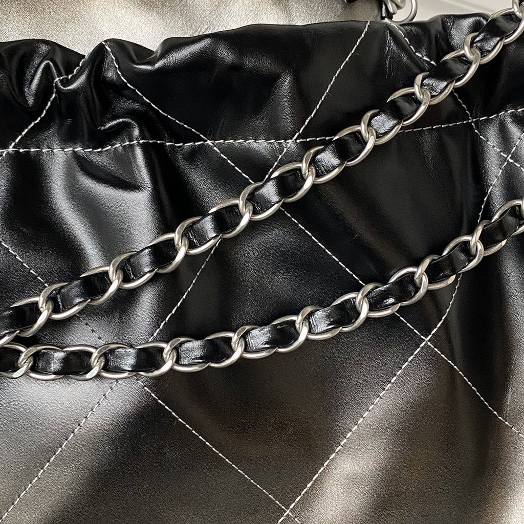 Chanel 22 Handbag AS3261 Gray Calfskin