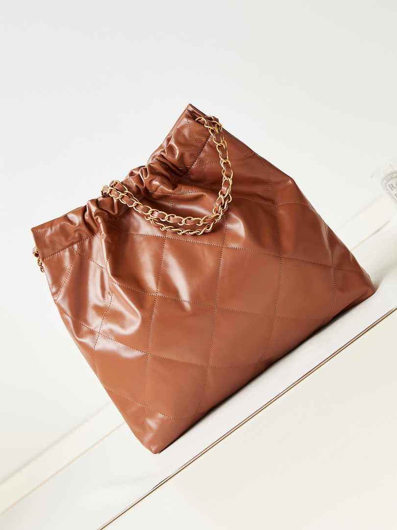 Chanel 22 Handbag AS3261 Calfskin Brown