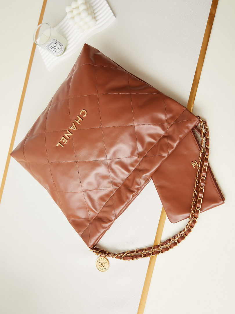 Chanel 22 Handbag AS3261 Calfskin Brown