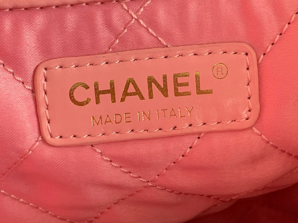 Chanel 22 Large Handbag AS3262 Shiny Calfskin Gold-Tone Metal Pink
