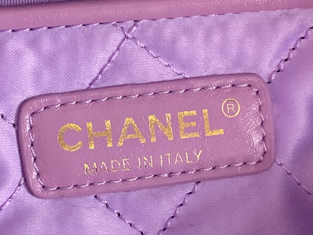 Chanel 22 Large Handbag AS3262 Shiny Calfskin Gold-Tone Metal Purple