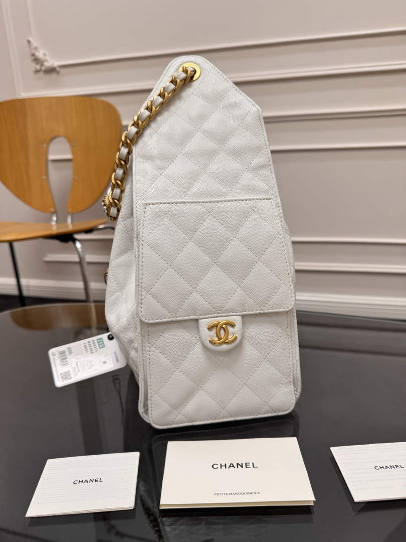 Chanel 25 medium handbag, AS5311 grained calfskin beige - Default Title - View 4