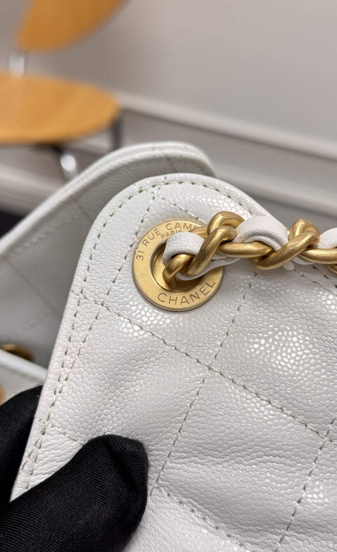 Chanel 25 medium handbag, AS5311 grained calfskin beige - Default Title - View 7