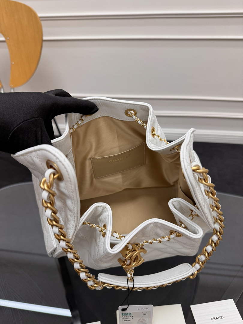 Chanel 25 medium handbag, AS5311 grained calfskin beige - Default Title - View 9