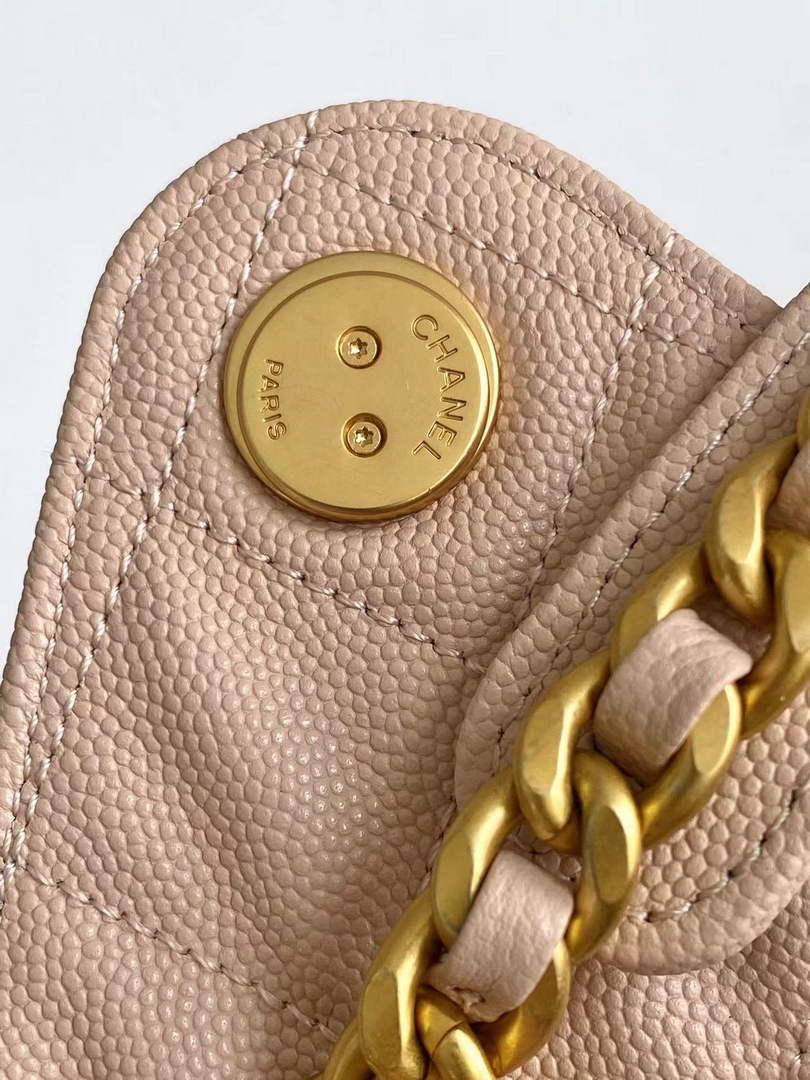 Chanel 25 medium handbag, AS5311 grained calfskin light pink - Default Title - View 6