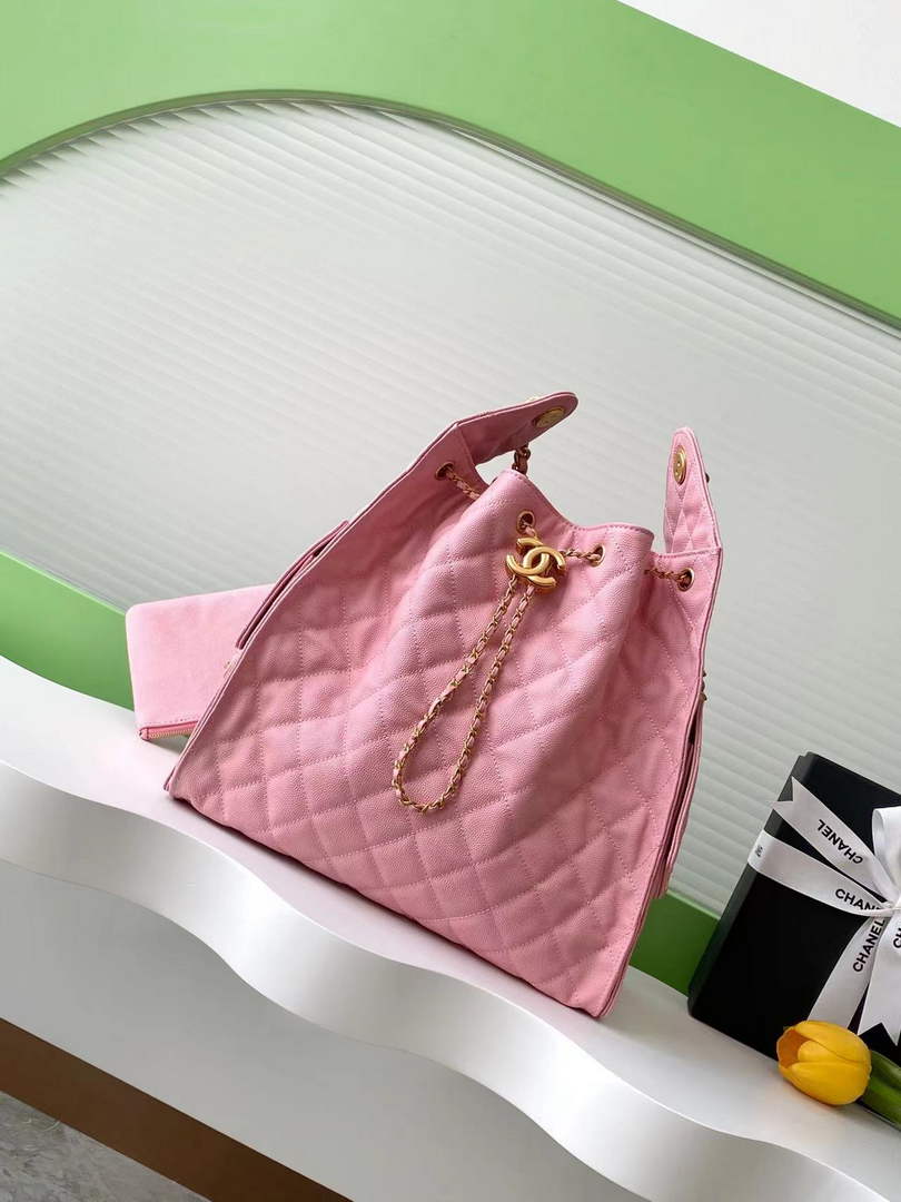 Chanel 25 medium handbag, AS5311 grained calfskin pink - Default Title - View 1