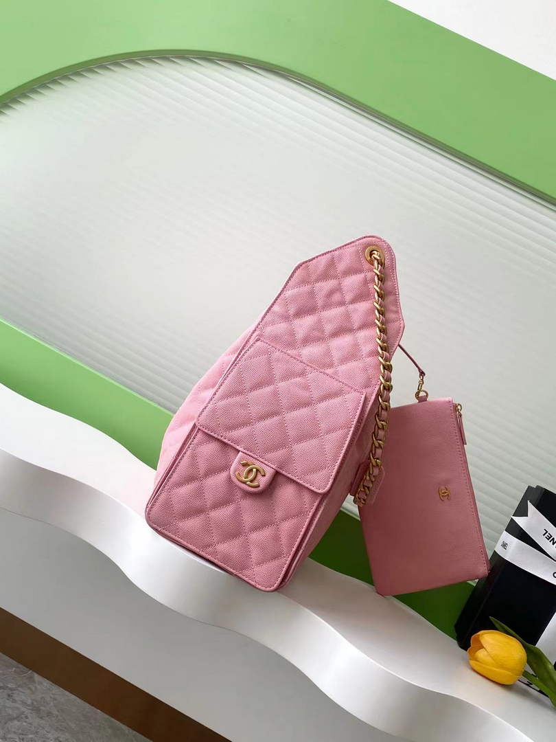 Chanel 25 medium handbag, AS5311 grained calfskin pink - Default Title - View 3