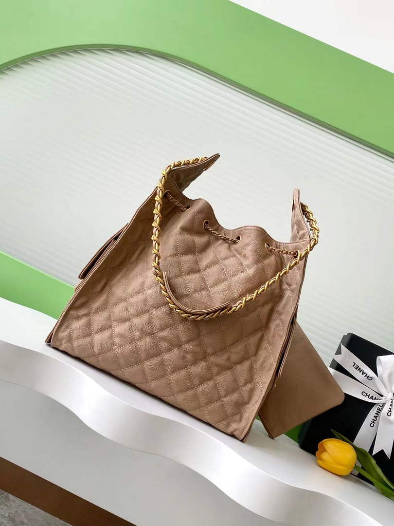 Chanel 25 medium handbag, AS5311 grained calfskin brown - Default Title - View 3