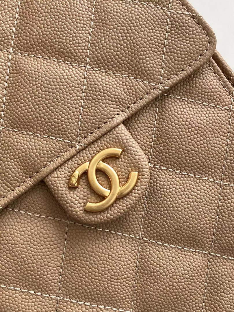Chanel 25 medium handbag, AS5311 grained calfskin brown - Default Title - View 7