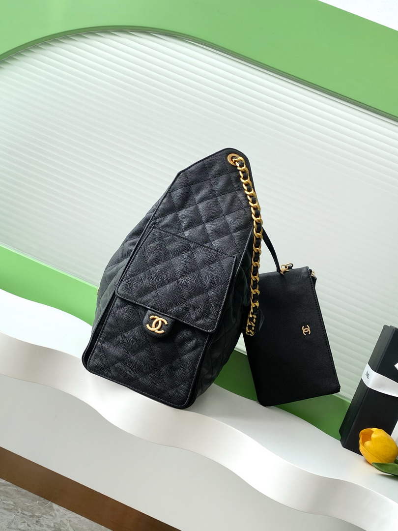 Chanel 25 medium handbag, AS5311 grained calfskin black - Default Title - View 3
