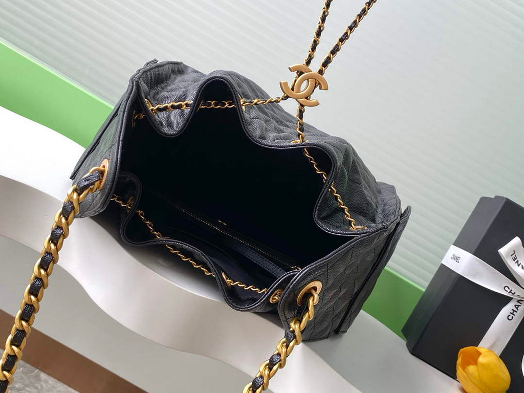 Chanel 25 medium handbag, AS5311 grained calfskin black - Default Title - View 8