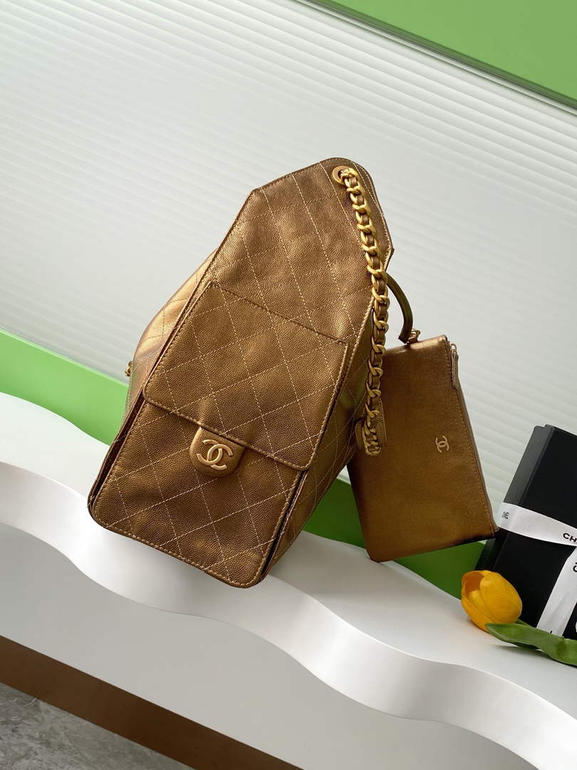 Chanel 25 medium handbag, AS5311 grained calfskin bronze - Default Title - View 2