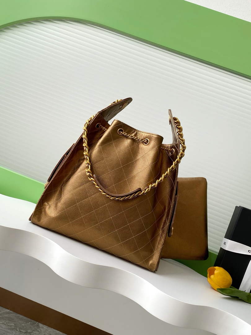 Chanel 25 medium handbag, AS5311 grained calfskin bronze - Default Title - View 3