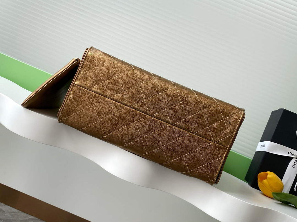 Chanel 25 medium handbag, AS5311 grained calfskin bronze - Default Title - View 4