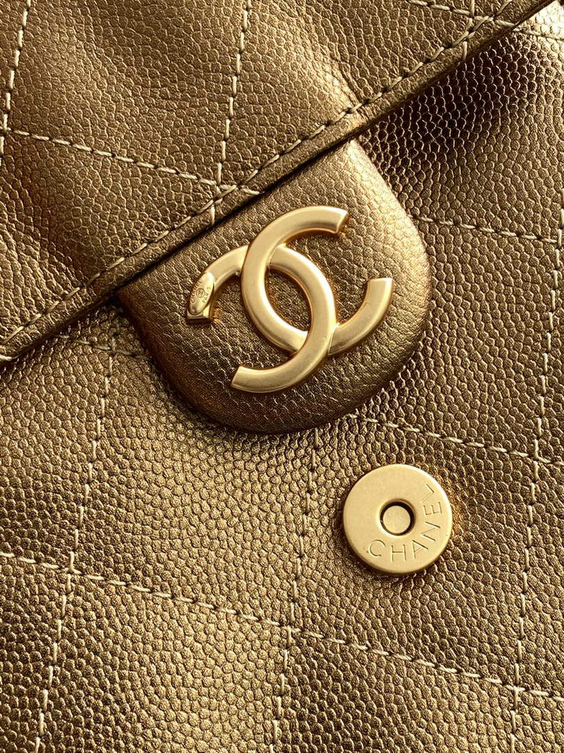 Chanel 25 medium handbag, AS5311 grained calfskin bronze - Default Title - View 7