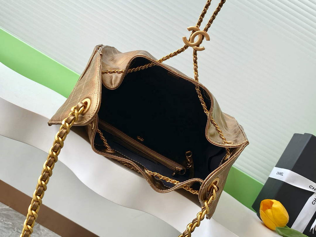 Chanel 25 medium handbag, AS5311 grained calfskin bronze - Default Title - View 8