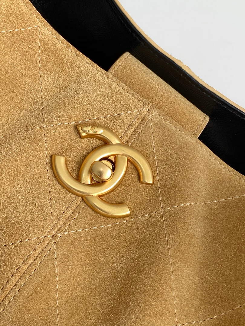 Chanel 25 Shopping Bag - Black Suede Calfskin - AS5657