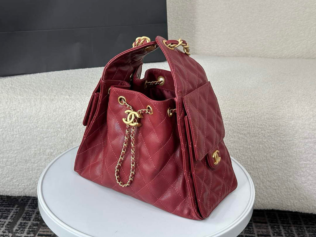 Chanel 25 small handbag, AS5293 Grained Calfskin Wine Red - Default Title - View 2