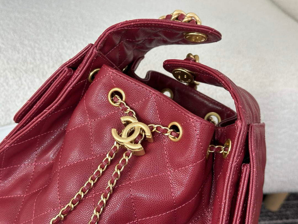 Chanel 25 small handbag, AS5293 Grained Calfskin Wine Red - Default Title - View 5