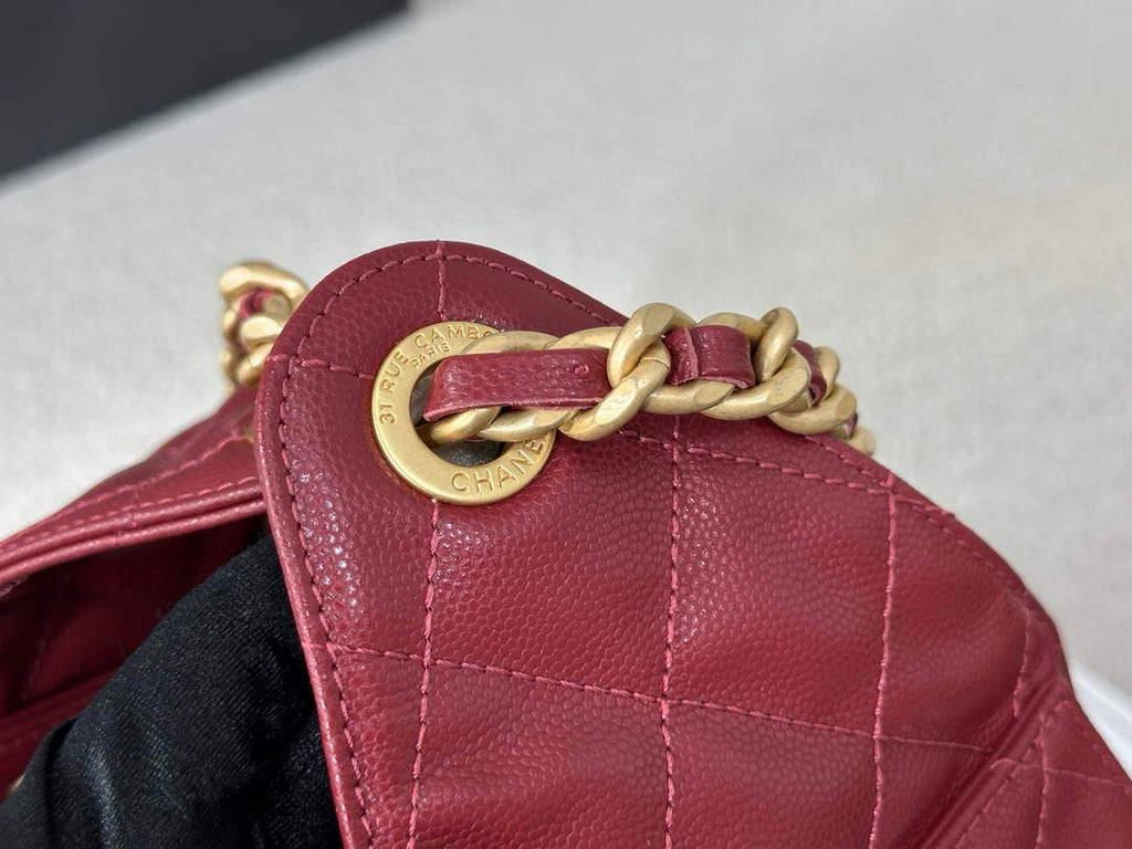 Chanel 25 small handbag, AS5293 Grained Calfskin Wine Red - Default Title - View 6
