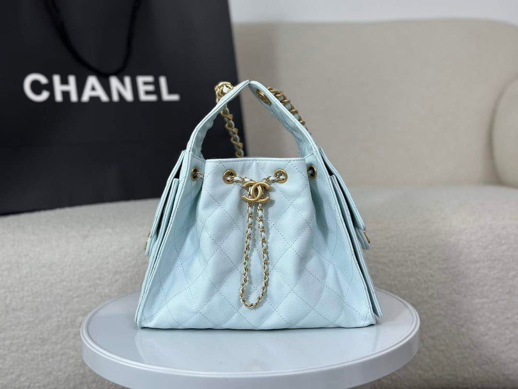 Chanel 25 small handbag, AS5293 Grained Calfskin Blue - Default Title - View 1