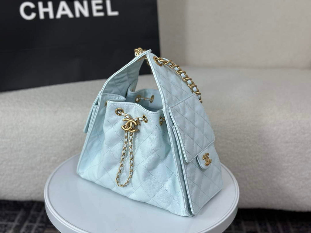 Chanel 25 small handbag, AS5293 Grained Calfskin Blue - Default Title - View 2