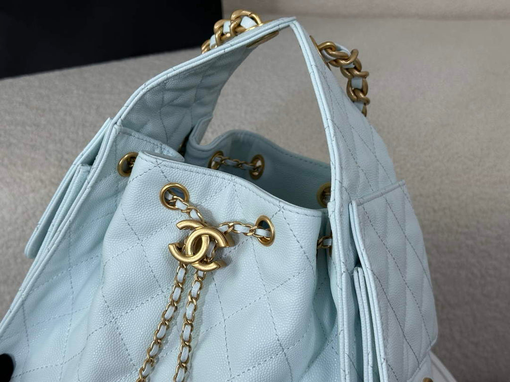 Chanel 25 small handbag, AS5293 Grained Calfskin Blue - Default Title - View 5