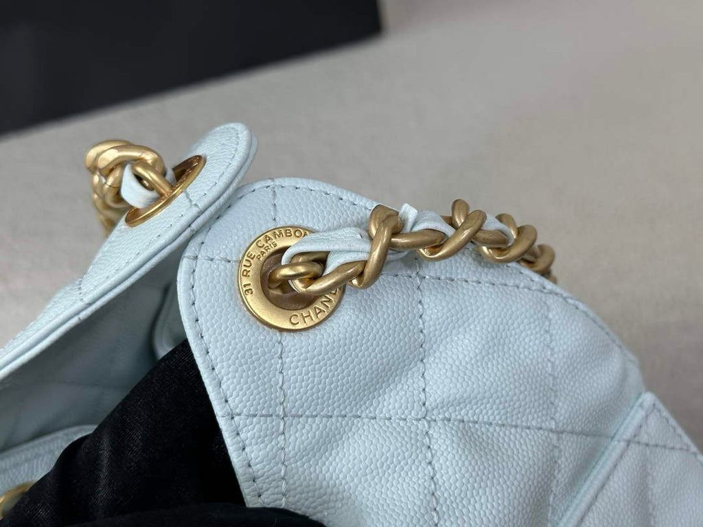 Chanel 25 small handbag, AS5293 Grained Calfskin Blue - Default Title - View 6