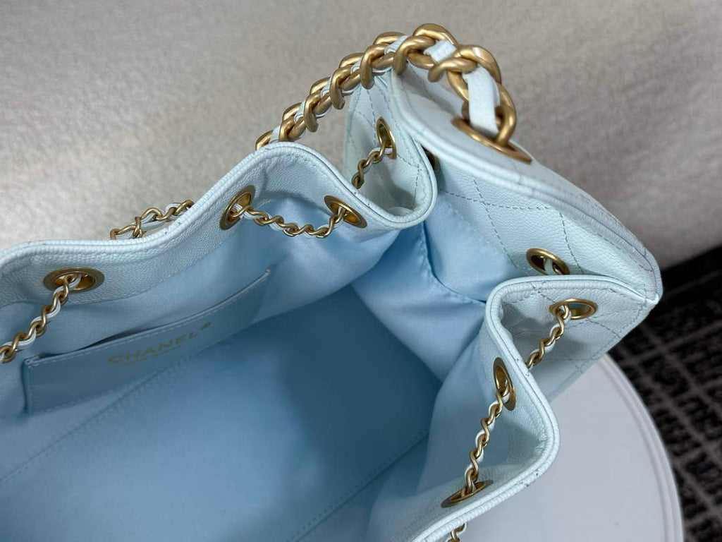 Chanel 25 small handbag, AS5293 Grained Calfskin Blue - Default Title - View 8