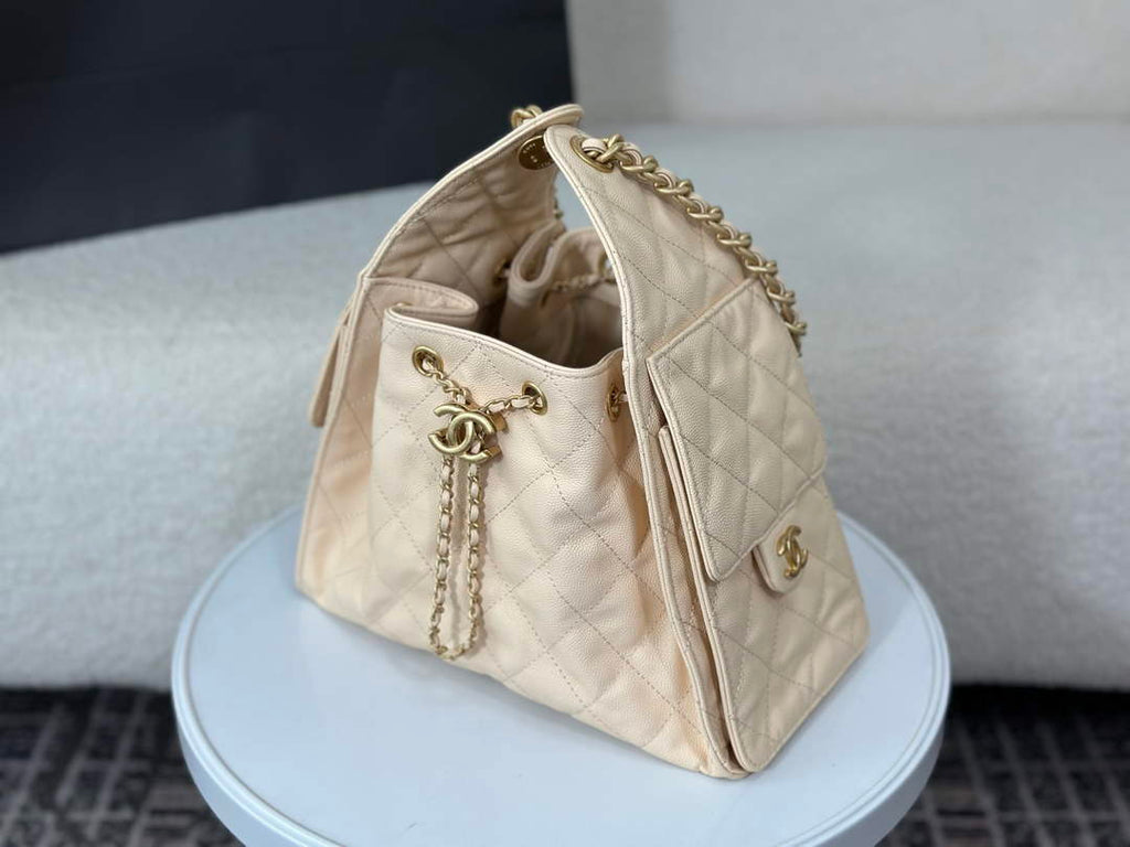 Chanel 25 small handbag, AS5293 Grained Calfskin Apricot - Default Title - View 2