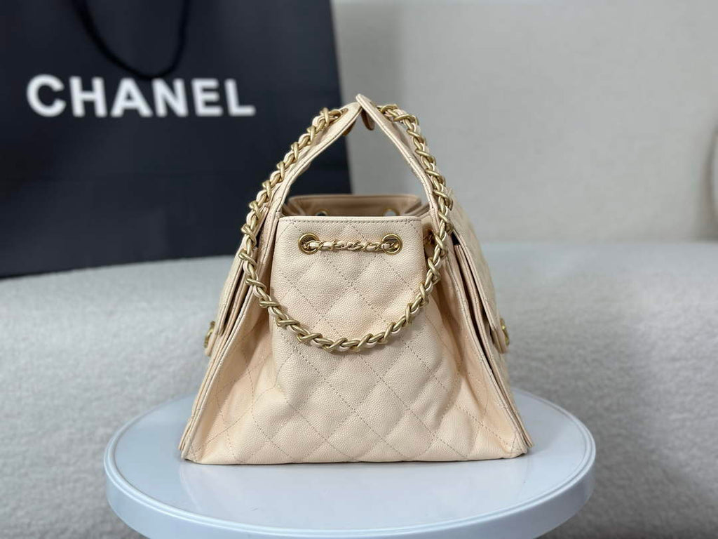 Chanel 25 small handbag, AS5293 Grained Calfskin Apricot - Default Title - View 3