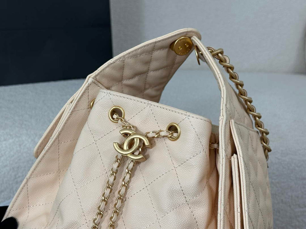 Chanel 25 small handbag, AS5293 Grained Calfskin Apricot - Default Title - View 5