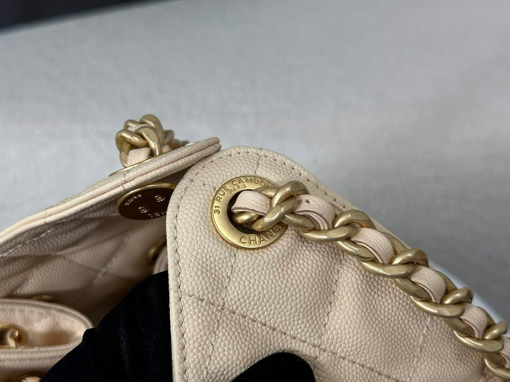 Chanel 25 small handbag, AS5293 Grained Calfskin Apricot - Default Title - View 6